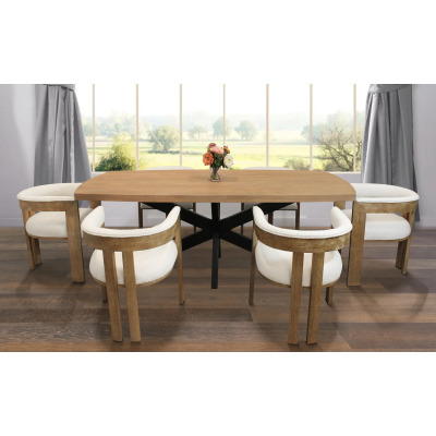Damian 7-Piece Set with 82" Table And 6 Trident Boucle Chairs - Ivory