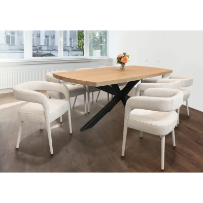 Damian 9-Piece Dining Set with 82" Table And 8 Belfast Chairs - Ivory