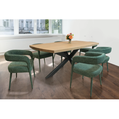 Damian 7-Piece Dining Set with 82" Table And 6 Belfast Chairs - Teal