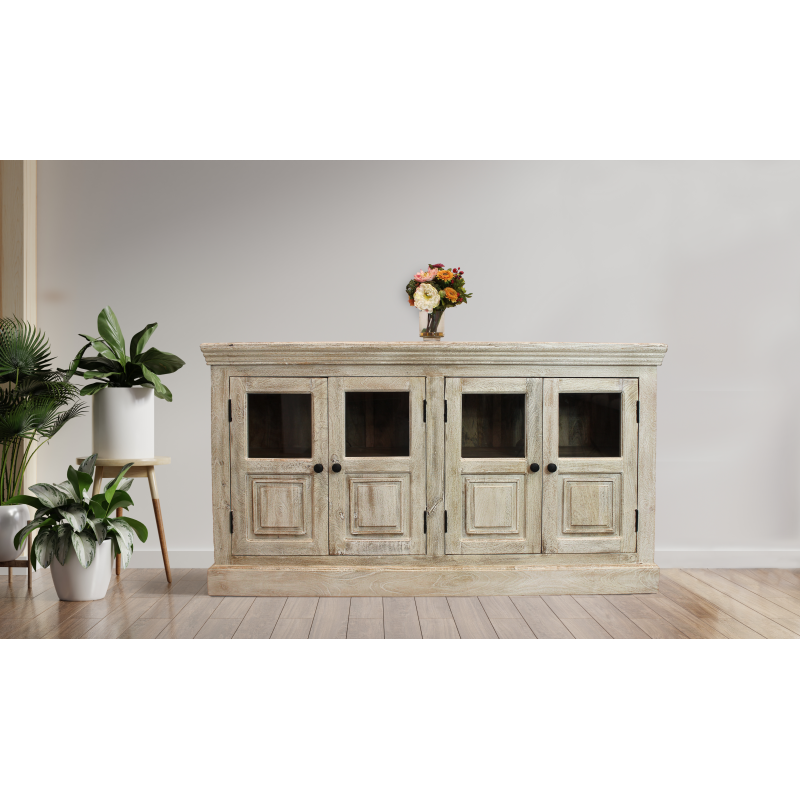 Lorient 4-Door Glass Sideboard - Sand Natural - Image 2