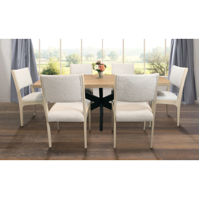 Damian 7-Piece Dining Set with 6 Ashton Boucle Chairs - Ivory