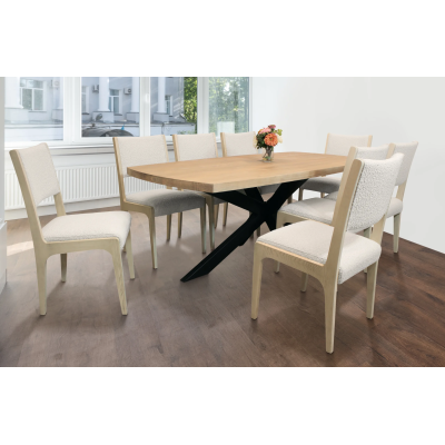 Damian 9-Piece Dining Set with 8 Ashton Boucle Chairs - Ivory