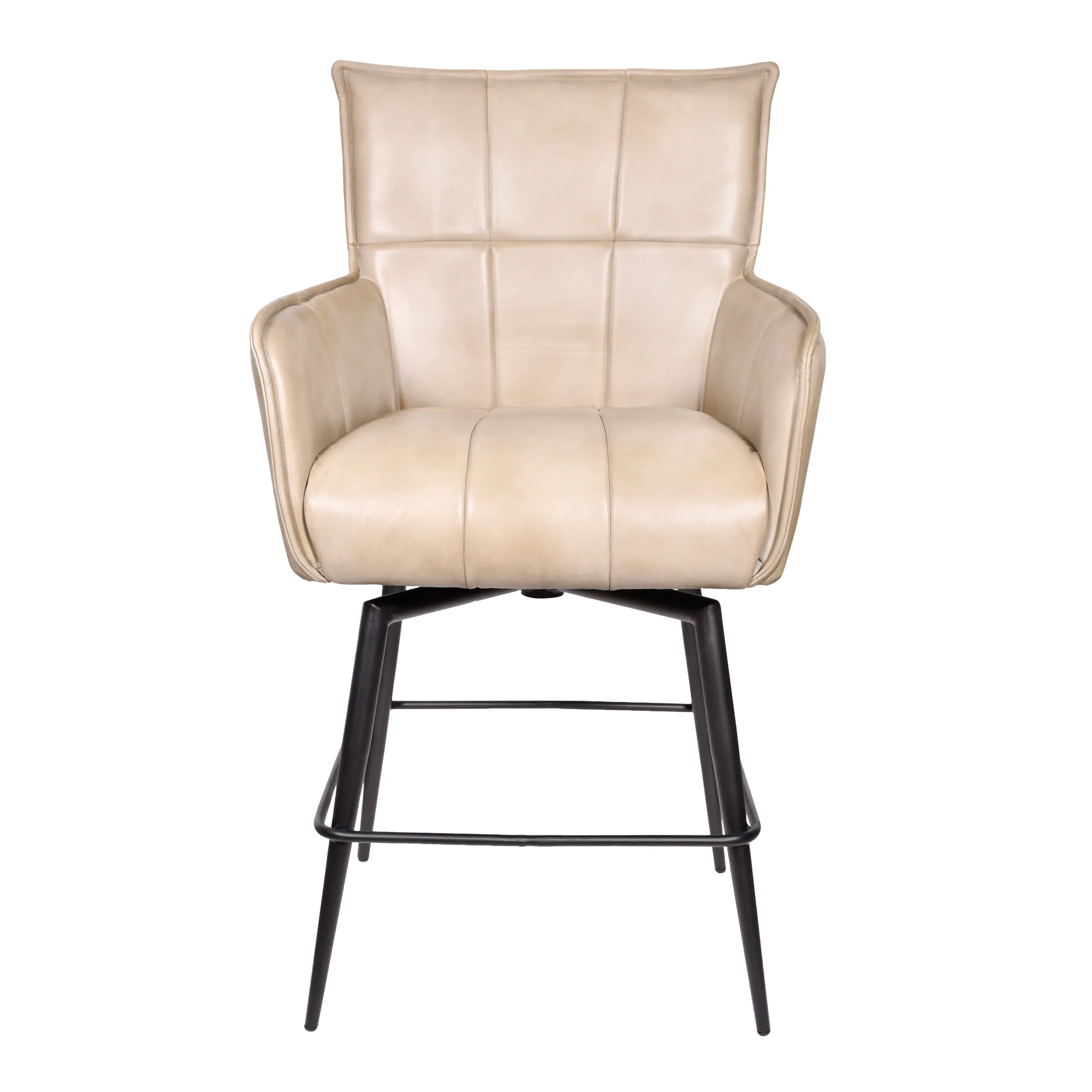 Gordon Leather Swivel Counter Stool - Stone - Image 2