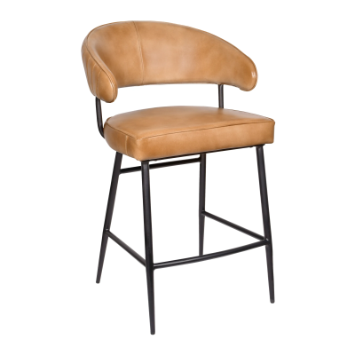 Barbara Leather Counter Stool - Caramel