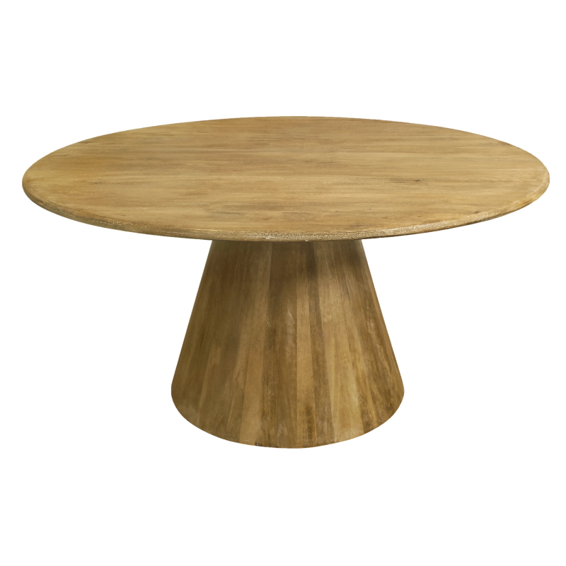 Jade 60″ Round Dining Table – Distressed Natural – Meva