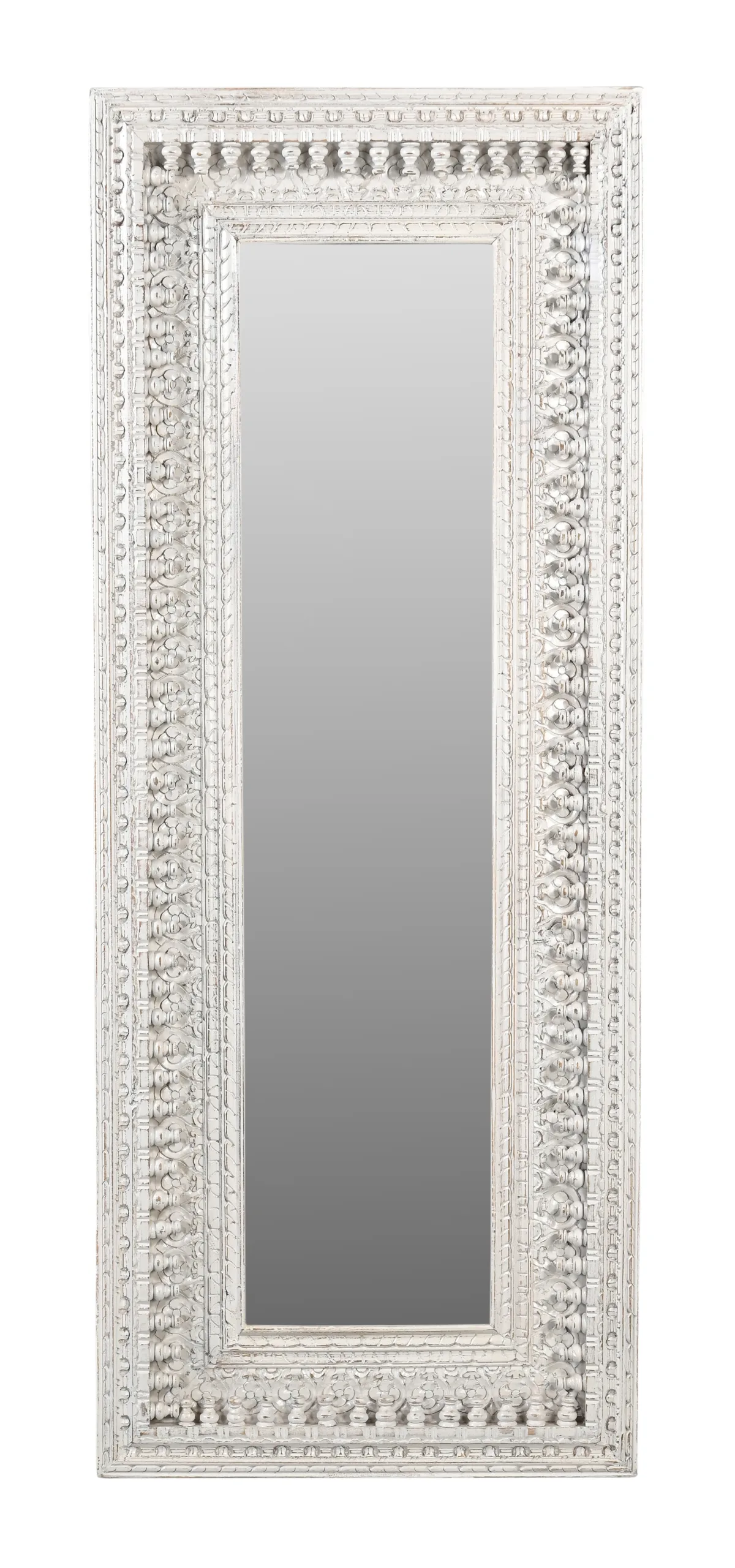 Anita Handcarved Mirror - Distressed White