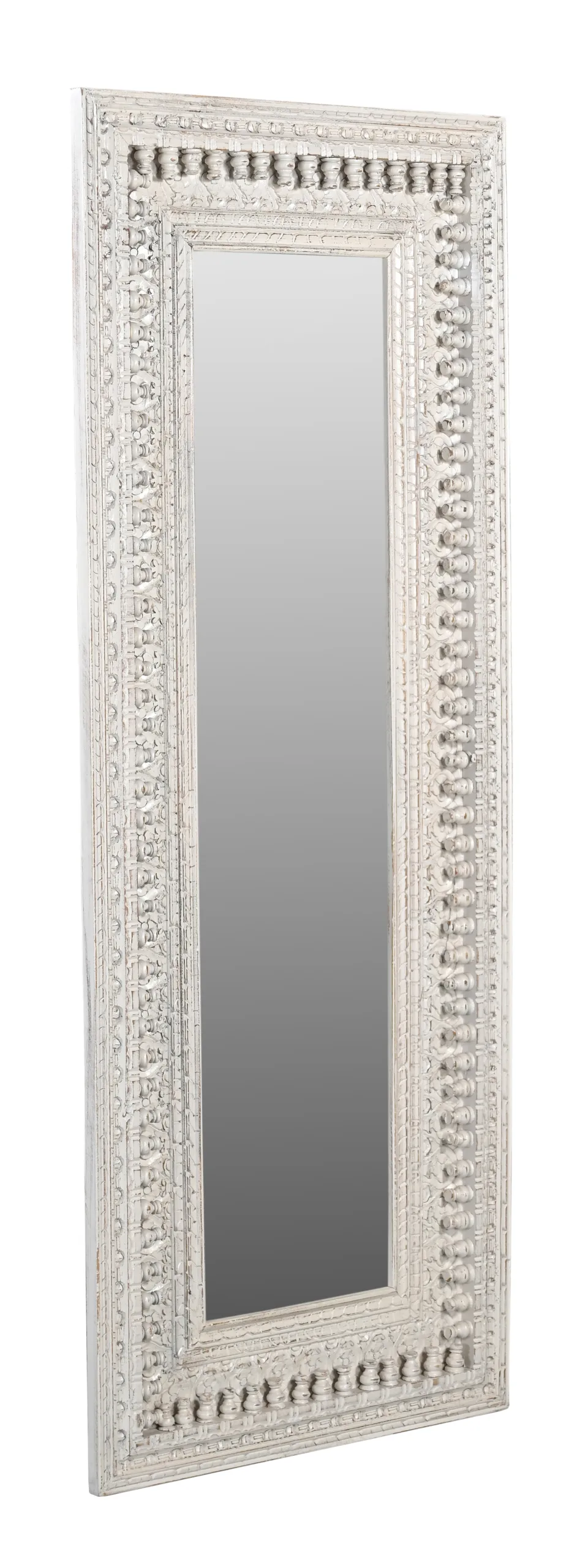 Anita Handcarved Mirror - Distressed White - Image 2