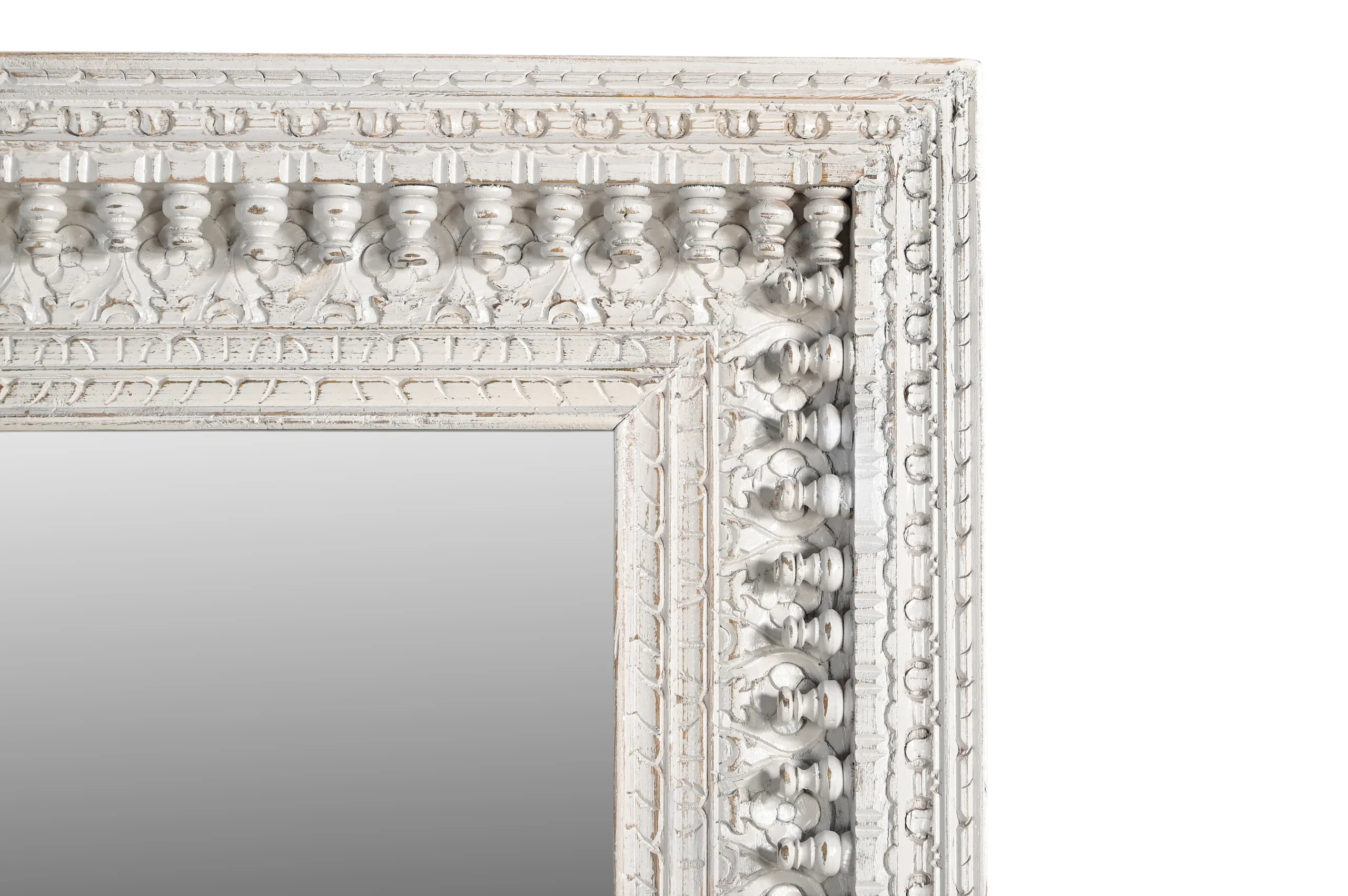 Anita Handcarved Mirror - Distressed White - Image 3