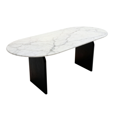 Allure Terrain Oval Dining Table - White Marble