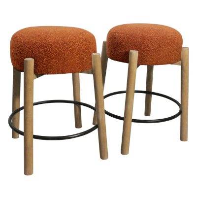 Nandy Counter Stool 2-Piece Set - Rust Boucle