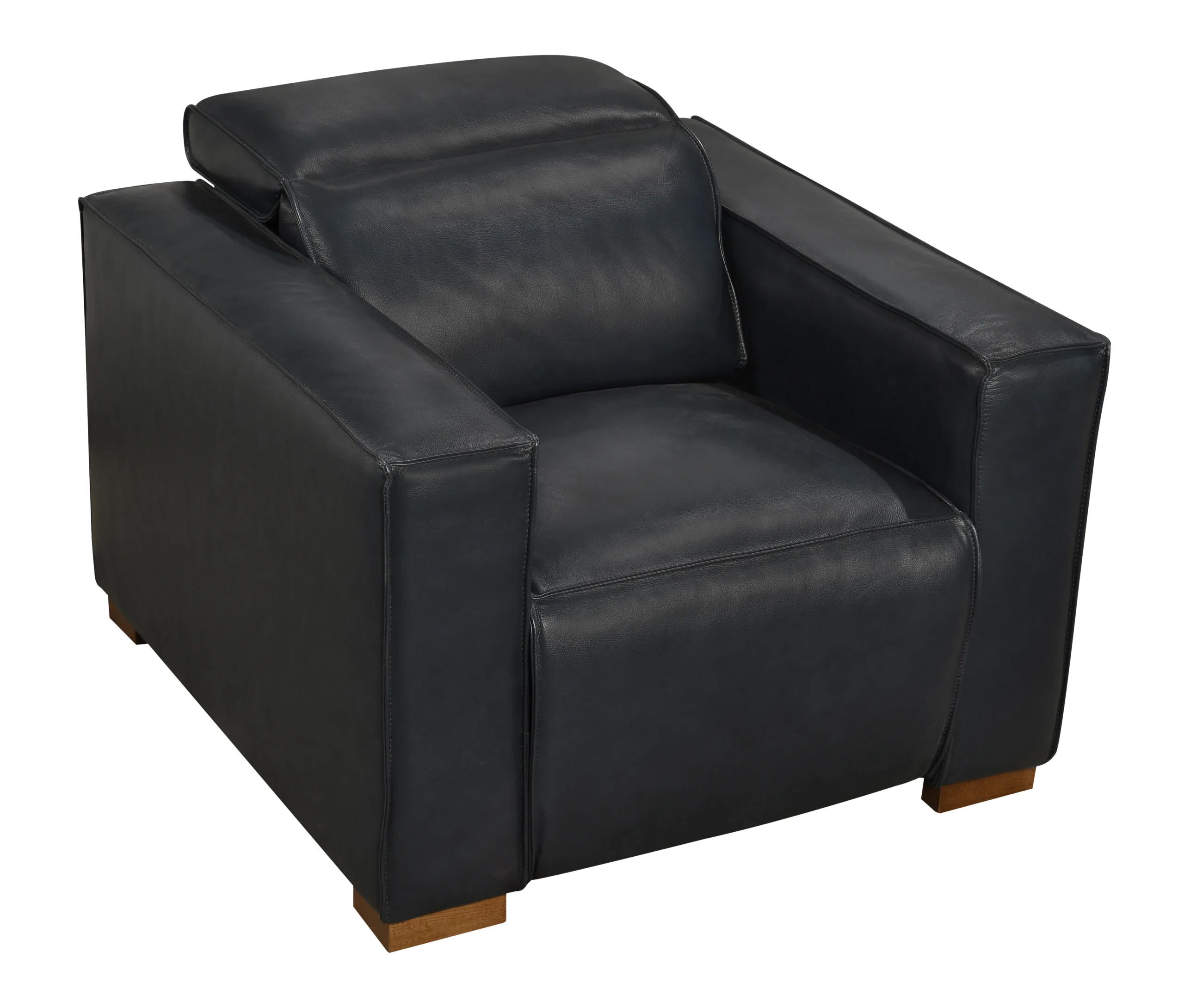 Lincolnshire Reclining Lounge Chair - Blue with Spice Tan Legs - Image 4