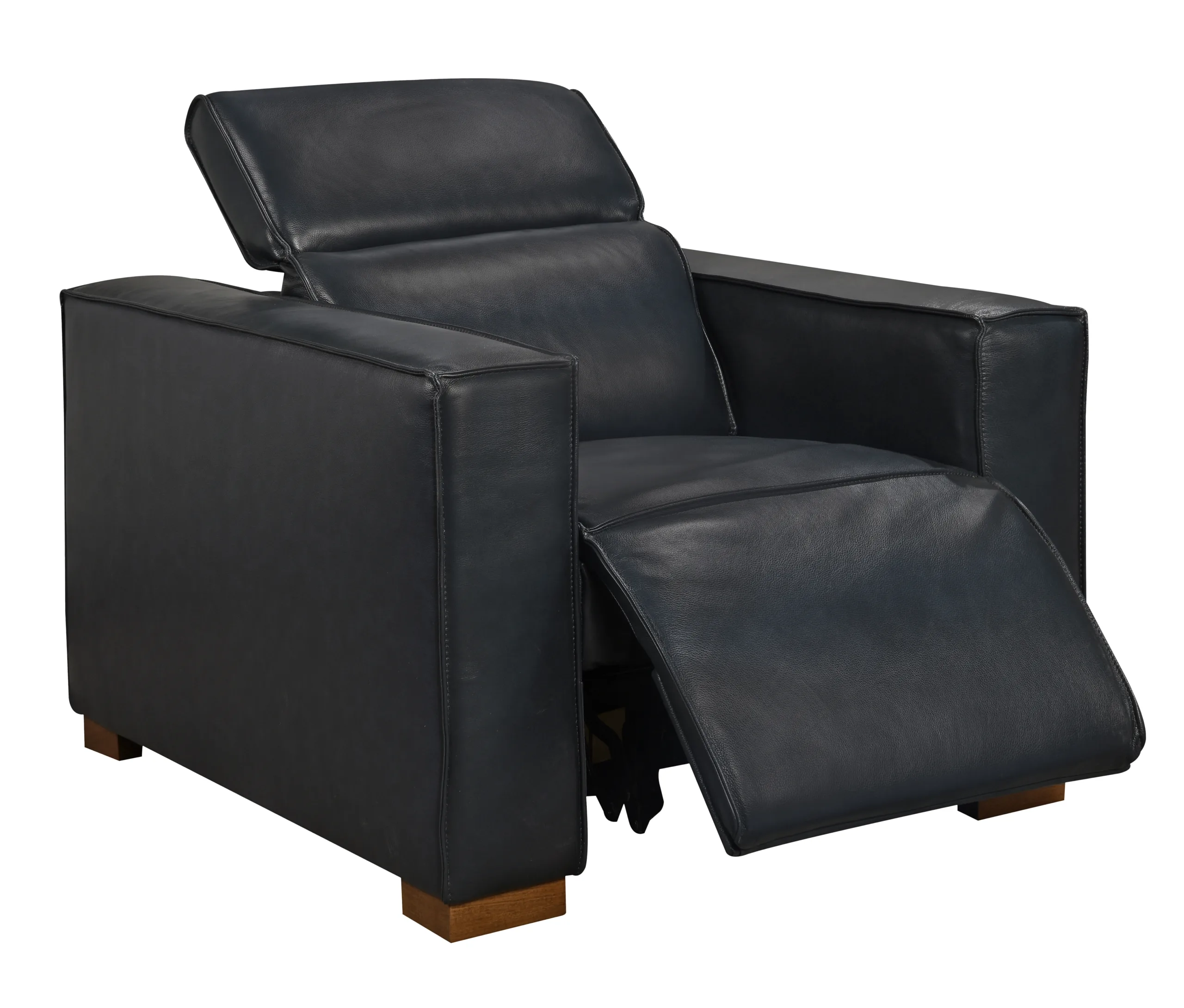 Lincolnshire Reclining Lounge Chair - Blue with Spice Tan Legs - Image 6