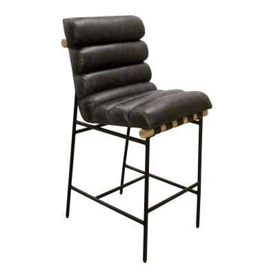 Lee Leather Bar Stool - Antique Black