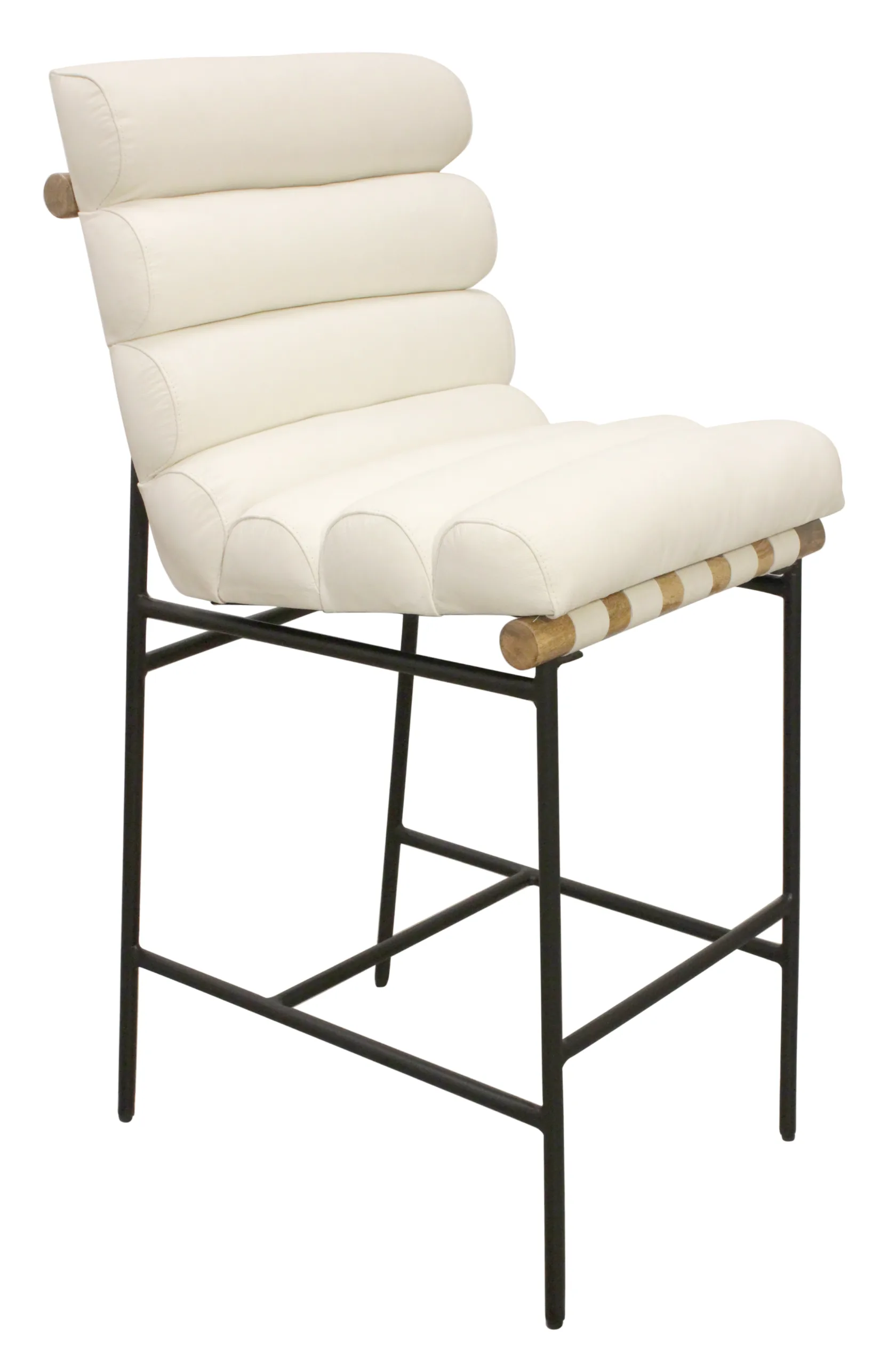 Lee Leather Bar Stool - Ivory