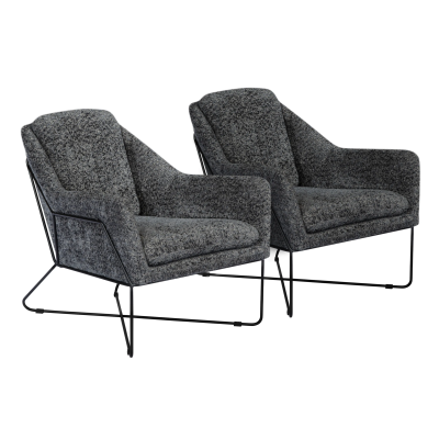 Edith Lounge Chair 2-Piece Set - Charcoal Blue Boucle