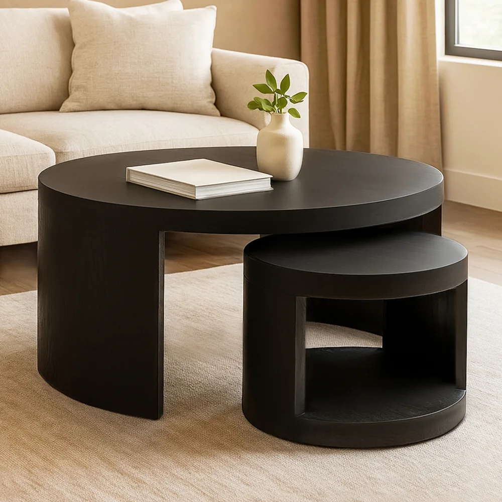 Molly Nesting Cocktail Table 2-Piece Set - Natural Black - Image 2