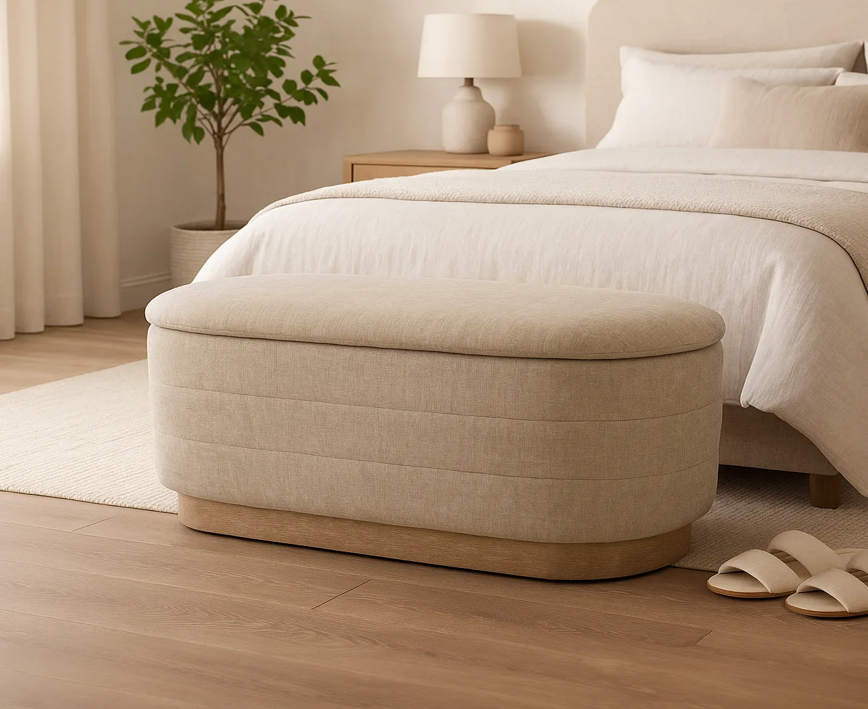 Jacquelyn Storage Bench - Beige - Image 2