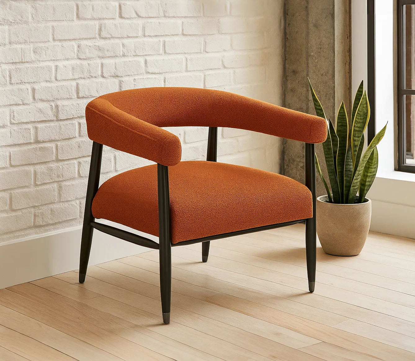 Quincey Arm Chair - Rust Boucle - Image 2