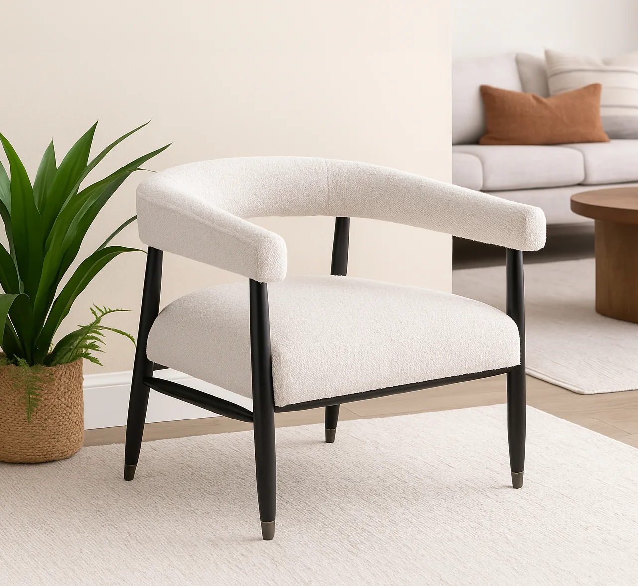 Quincey Arm Chair - Ivory Boucle - Image 2
