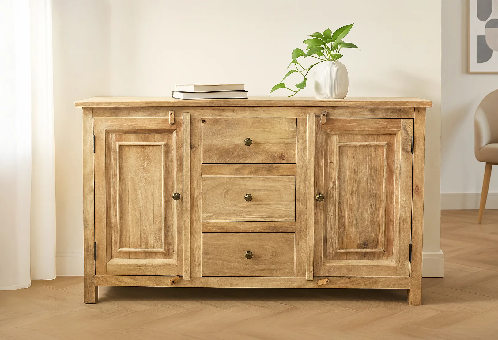 Barry 3-Drawer 3-Door Sideboard - Natural - Image 2