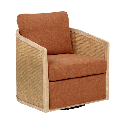 Kane Rattan Swivel Chair - Terracotta